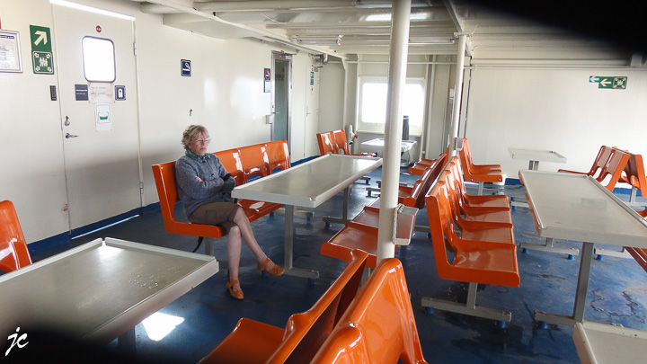 Simone sur le ferry de Bojden à Fynshav