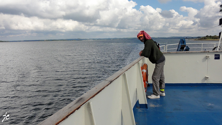 Thierry sur le ferry de Bojden à Fynshav