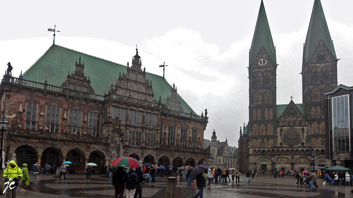 l'hôtel de ville et la cathédrale Sankt Petri à Brême (Bremen)