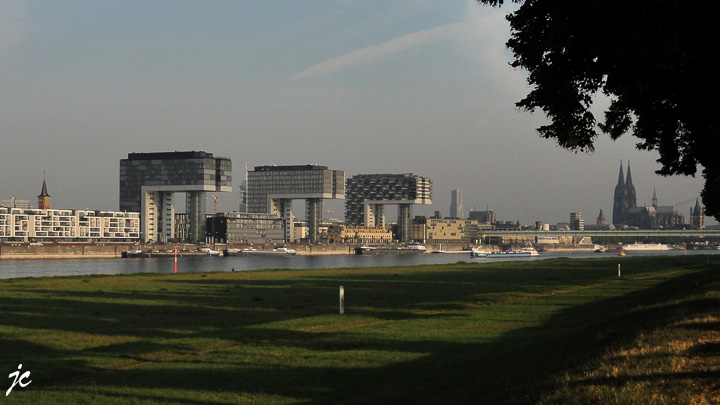 les immeubles du bord du Rhin et la cathédrale à Cologne