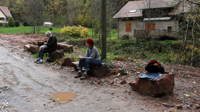le pique nique sur le sentier du château de Guirbaden