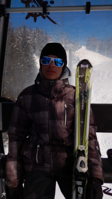 dans le télécabine de Super Châtel