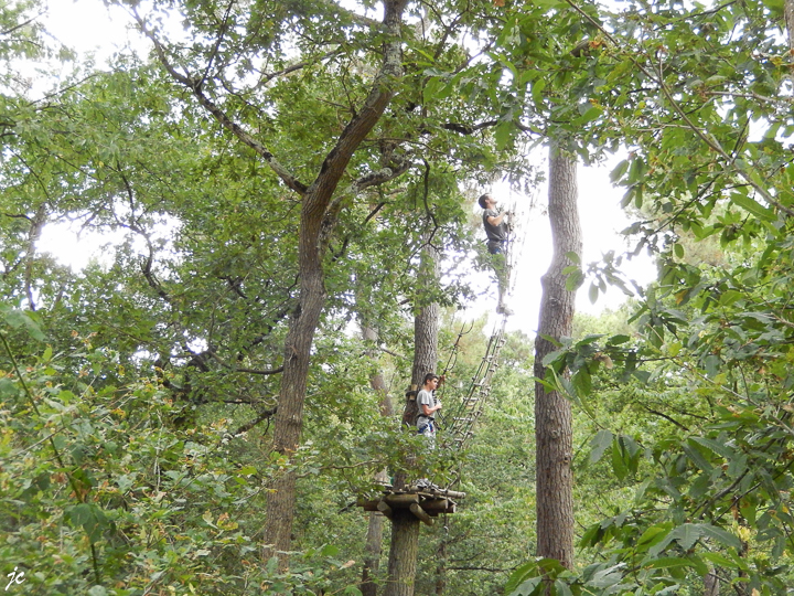 Cyril et Théo dans le parc Anjou Aventure à Ecouflant