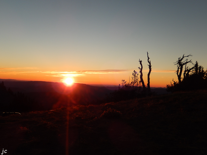 le coucher de soleil à Crater Lake