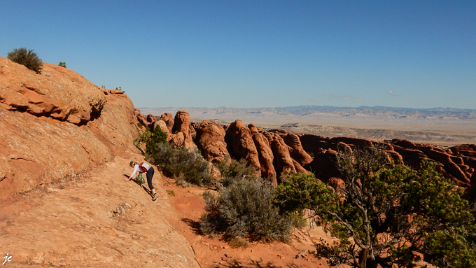 dans Arches National park, un passage sportif