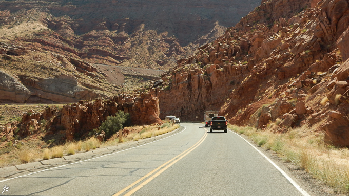dans Arches National park, en sortant du park
