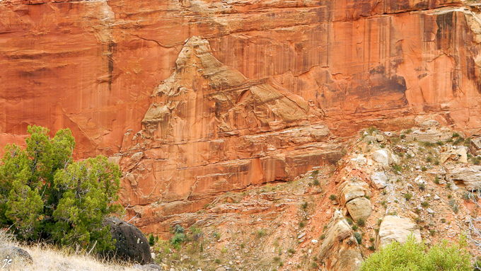 dans le Capitol Reef National park, sur Rim Overlook trail, le haut relief naturel