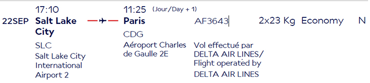 memo vol slc à p cdg