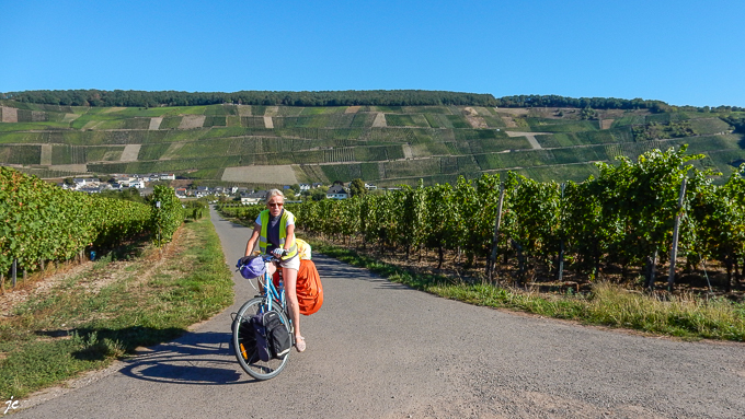Simone dans le vignoble de Köwerich
